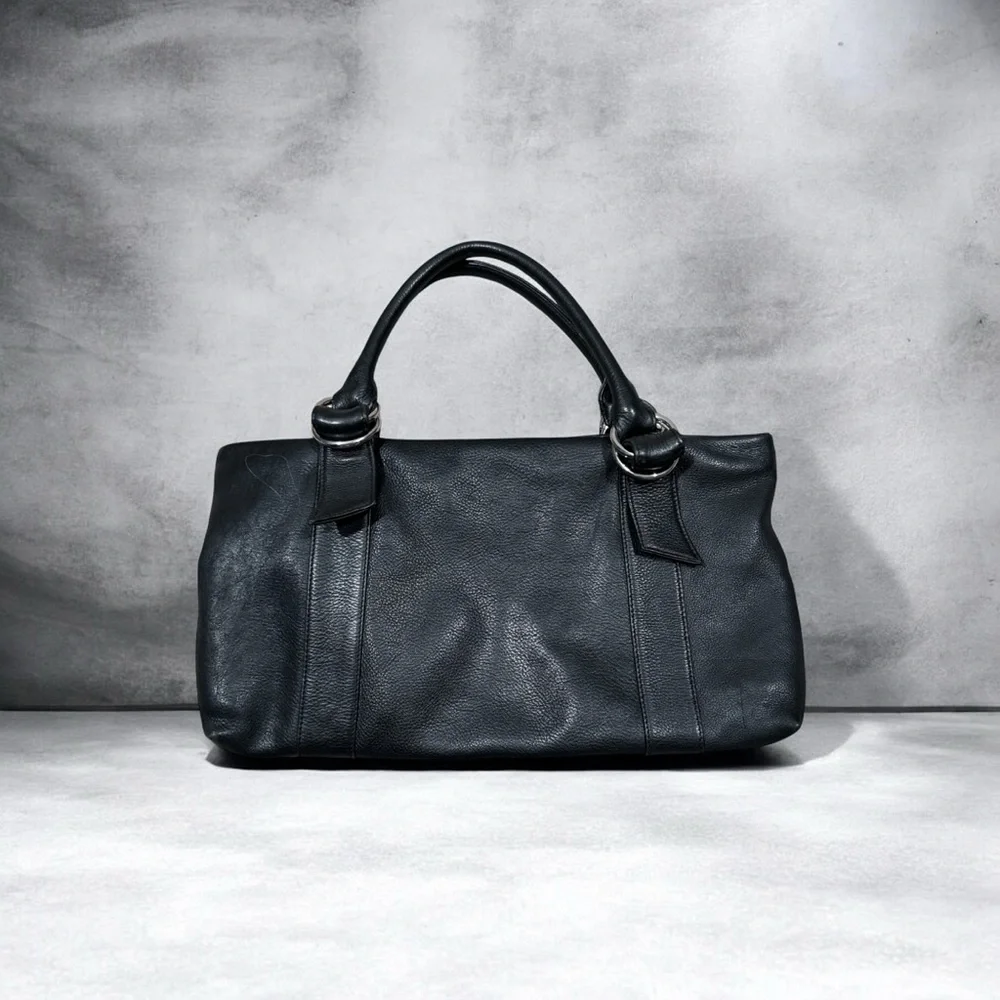 Express Designer Studio Black Pebbled Genuine Leather Handbag Purse - Picture 1 of 4